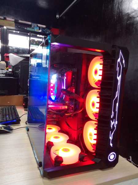 Picture of GAMING CASE w/ TEMPERED GLASS SIDE PANEL, LED STRIP FRONT PANEL + RGB FAN ICE 3&1 TOWER 2PCS WITH FAN CONTROLLER