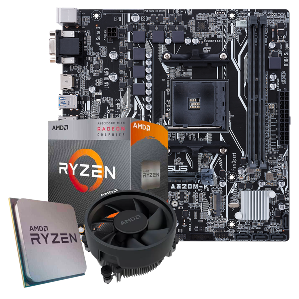 RYZEN 3 3200G AMD CPU (VEGA GRAPHICS) W/ COOLER FAN & ASUS PRIME